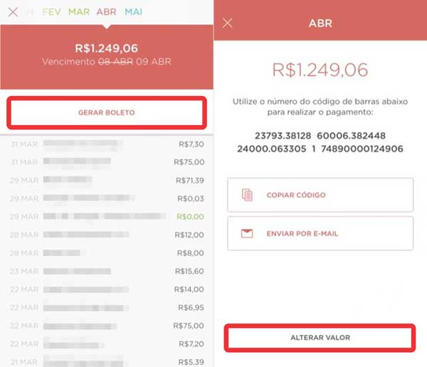 Parcelar fatura nubank — passo 1